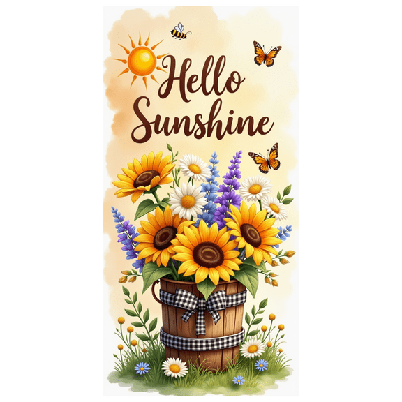 Floral Design Sunshine Banner Summer Theme Butterfly Decoration Nature Elements for Garden Party Home Decoration Outdoor Event