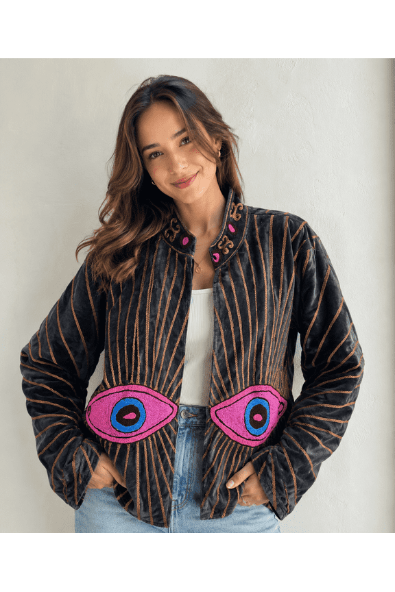 Floral Design Suzani Work Short Jackets 100% Cotton velvet Suzani jacket for women best for gifting