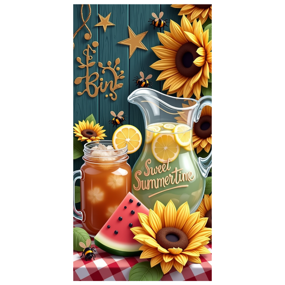 Floral Design Sweet Summertime Picnic Decoration Banner for Outdoor Summer Party Family Gathering Backyard Event