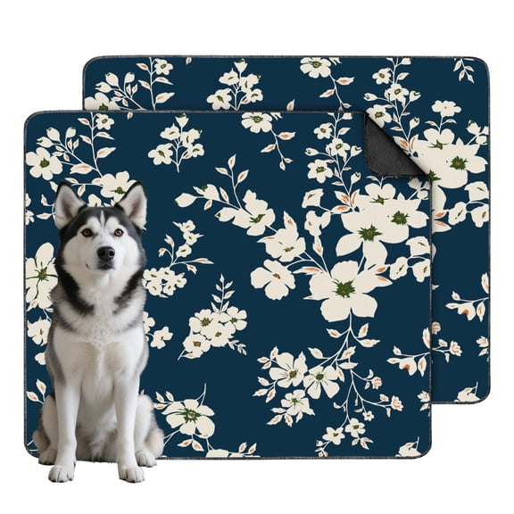 Floral Design Washable House Training Pads 2-Pack, Large 35x41 Inch Reusable Puppy Mats, Highly Absorbent Dog Crate Liners for Floor Protection