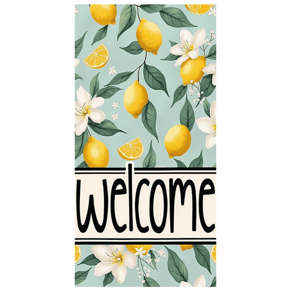 Floral Design Welcome Lemon Theme Banner for Home Decor Wall Decoration Summer Outdoor Party