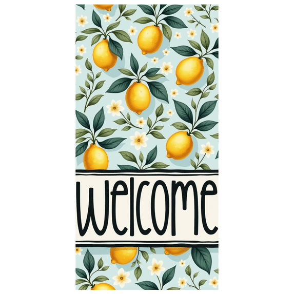 Floral Design Welcome Lemon Theme Banner for Home Decor Wall Decoration Summer Outdoor Party