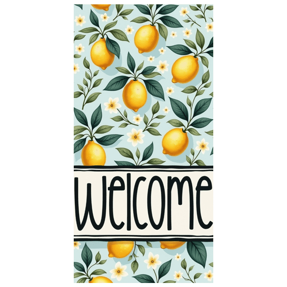 Floral Design Welcome Lemon Theme Banner for Home Decor Wall Decoration Summer Outdoor Party