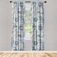 thumbnail image 1 of Floral Design Window Curtains, Boho Atmosphere Oriental Inspirations Botany Motifs Flowers Art, Lightweight Decor 2-Panel Set with Rod Pocket, Pair of - 28"x63", Purpleblue Dark Khaki, by Ambesonne, 1 of 3