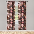 thumbnail image 1 of Floral Design Window Curtains, Jungle Boho Vibes Oil Painting Like Flowers Vintage Pattern Art, Lightweight Decor 2-Panel Set with Rod Pocket, Pair of - 28"x84", Marigold Dark Coral Rose, by Ambesonne, 1 of 3