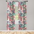 thumbnail image 1 of Floral Design Window Curtains, Leaves Greenery with Rose Pattern Dreamy Art on Cream Boho Back, Lightweight Decor 2-Panel Set with Rod Pocket, Pair of - 28"x63", Jade Green Pastel Pink, by Ambesonne, 1 of 3