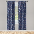 thumbnail image 1 of Floral Design Window Curtains, Modern Flowers Boho with Leafy Peduncles Pattern Japan Vibes Art, Lightweight Decor 2-Panel Set with Rod Pocket, Pair of - 28"x63", Indigo Pale Peach White, by Ambesonne, 1 of 3