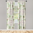 thumbnail image 1 of Floral Design Window Curtains, Romantic Inspirations Delicate Flowers Boho Silhouettes Print, Lightweight Decor 2-Panel Set with Rod Pocket, Pair of - 28"x84", Fern Green Pale Fuchsia, by Ambesonne, 1 of 3