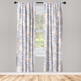 thumbnail image 1 of Floral Design Window Curtains, Spring Vibes Line Style Illustrated Chamomile Pattern Print, Lightweight Decor 2-Panel Set with Rod Pocket, Pair of - 28"x95", Blue Violet Peach and Cream, by Ambesonne, 1 of 3