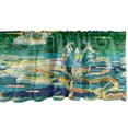 thumbnail image 1 of Floral Design Window Valance, Colorful Abstract Silhouettes of Botany Flowers with Grunge Feels, Curtain Valance for Kitchen Bedroom with Rod Pocket, 54" X 18", Fern Green and Mustard, by Ambesonne, 1 of 2
