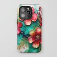 thumbnail image 1 of Floral Design iPhone Case Protective Floral Art Style Emerald Red Gold, 1 of 7