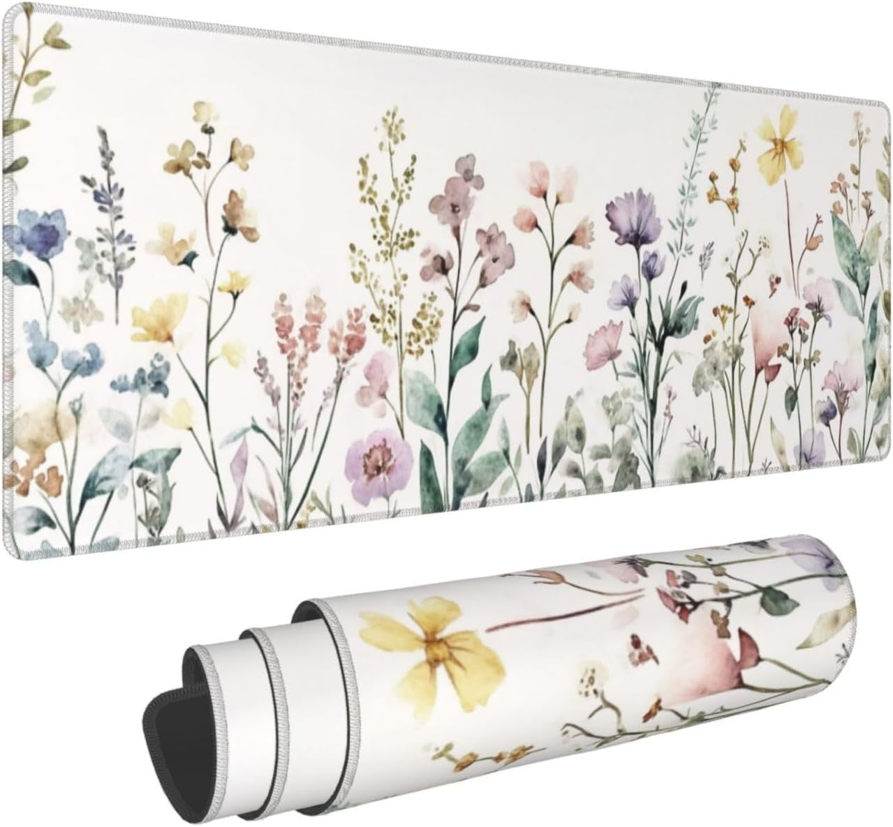 Floral Desk Mat Beige Boho Desk Pad Large Extended Gaming Mouse Pad XL ...