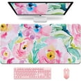 thumbnail image 1 of Floral Desk Mat, Extra Large Mouse Pad Gaming, XXL Computer Mousepad with Non Slip Base, Desk Pad Large, Keyboard Matt for Office Decor, Desktop, Girls, Women, Pink Colorful Peony Flower, 1 of 6