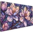 thumbnail image 1 of Floral Desk Mat Gaming Large Mouse Pad Desk Keyboard Pad, Long Computer Mat Faux Stained Glass Artistic Patterns Mouse Mat, Aesthetic Floral Purple & Pink Desk Protector Office Decor 31.5" X 15.7", 1 of 6
