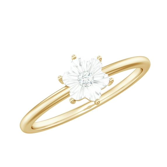 Floral Diamond Miracle Plate Ring (HI-SI Quality, Natural Gemstone, Rosec Jewels), 10K Yellow Gold, US 13.00