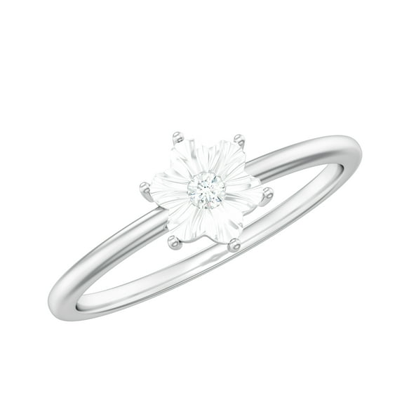 Floral Diamond Miracle Plate Ring (HI-SI Quality, Natural Gemstone, Rosec Jewels), 14K White Gold, US 9.00