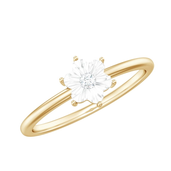 Floral Diamond Miracle Plate Ring (HI-SI Quality, Natural Gemstone, Rosec Jewels), 18K Yellow Gold, US 6.00