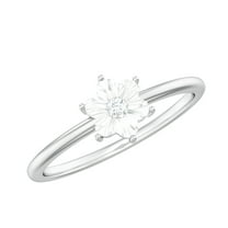 Floral Diamond Miracle Plate Ring (HI-SI Quality, Natural Gemstone, Rosec Jewels), 925 Sterling Silver, US 4.00