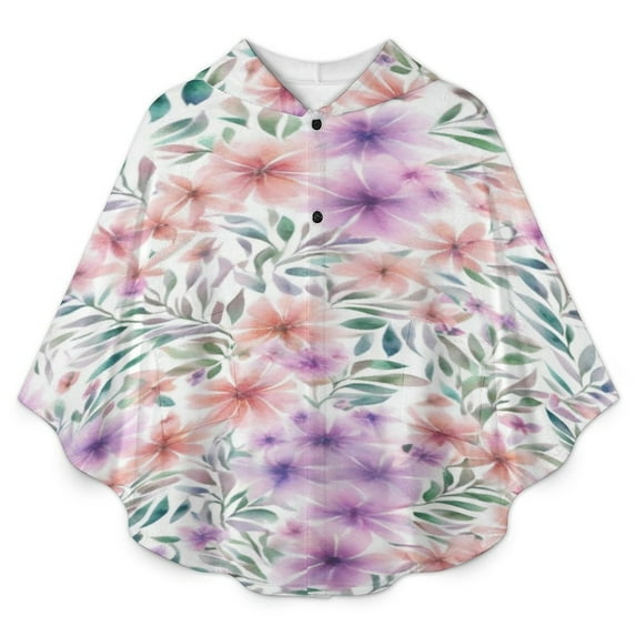 Floral Diamond Pattern Blanket Oversized Wearable Hooded Blanket Warm Throw Blanket Buttons Sweatshirt For Women Men Teens Flannel