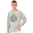 thumbnail image 1 of Floral Diamond Skull Symbol Spiritual Long Sleeve TShirt Men Women Brisco Brands L, 1 of 6