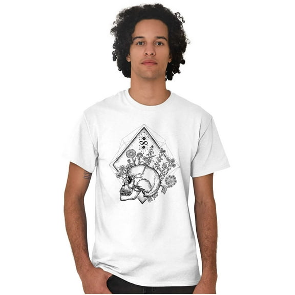 Floral Diamond Skull Symbol Spiritual Men's Graphic T Shirt Tees Brisco Brands X