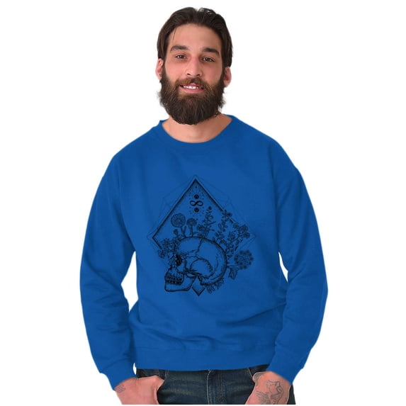 Floral Diamond Skull Symbol Spiritual Unisex Plus Fleece Graphic Sweatshirt Brisco Brands 3X