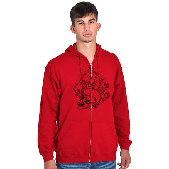 Floral Diamond Skull Symbol Spiritual Zip Up Hoodie Men's Women's Brisco Brands M