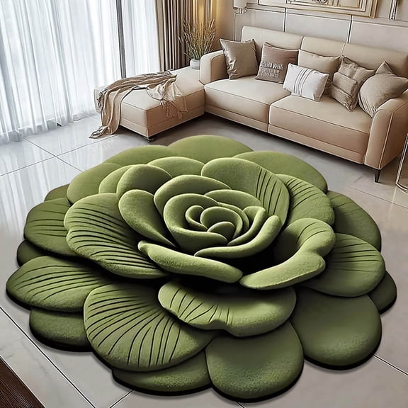 Floral Diatomaceous Earth Floor Mat - 3D Non- Absorbent Bath Mat with Flower Design, Quick-Dry Kitchen & Bathroom Rug for Bedroom, Living Room - Plush & Stylish Home Decor (15.7in)
