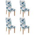 thumbnail image 1 of Floral Dining Chair Covers 4 Pack Lovely Peony and Hummingbird Design Washable Polyester Stretch Slipcovers Removable Seat Protector for Modern Home Decor, 1 of 6
