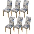 thumbnail image 1 of Floral Dining Chair Covers Set of 6,Washable Spandex Parson Chair Slipcovers Kitchen Stretch Seat Cover Removable for Dining Room,Hotel,Restaurant(6PCS,Blue Flower), 1 of 5