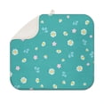 thumbnail image 1 of Floral Dish Drying Pad with Daisy Pattern for Kitchen Counter Microfiber Absorbent Foldable Dish Rack Mat Summer Spring Drainer Mat 16x18 Inch, 1 of 7