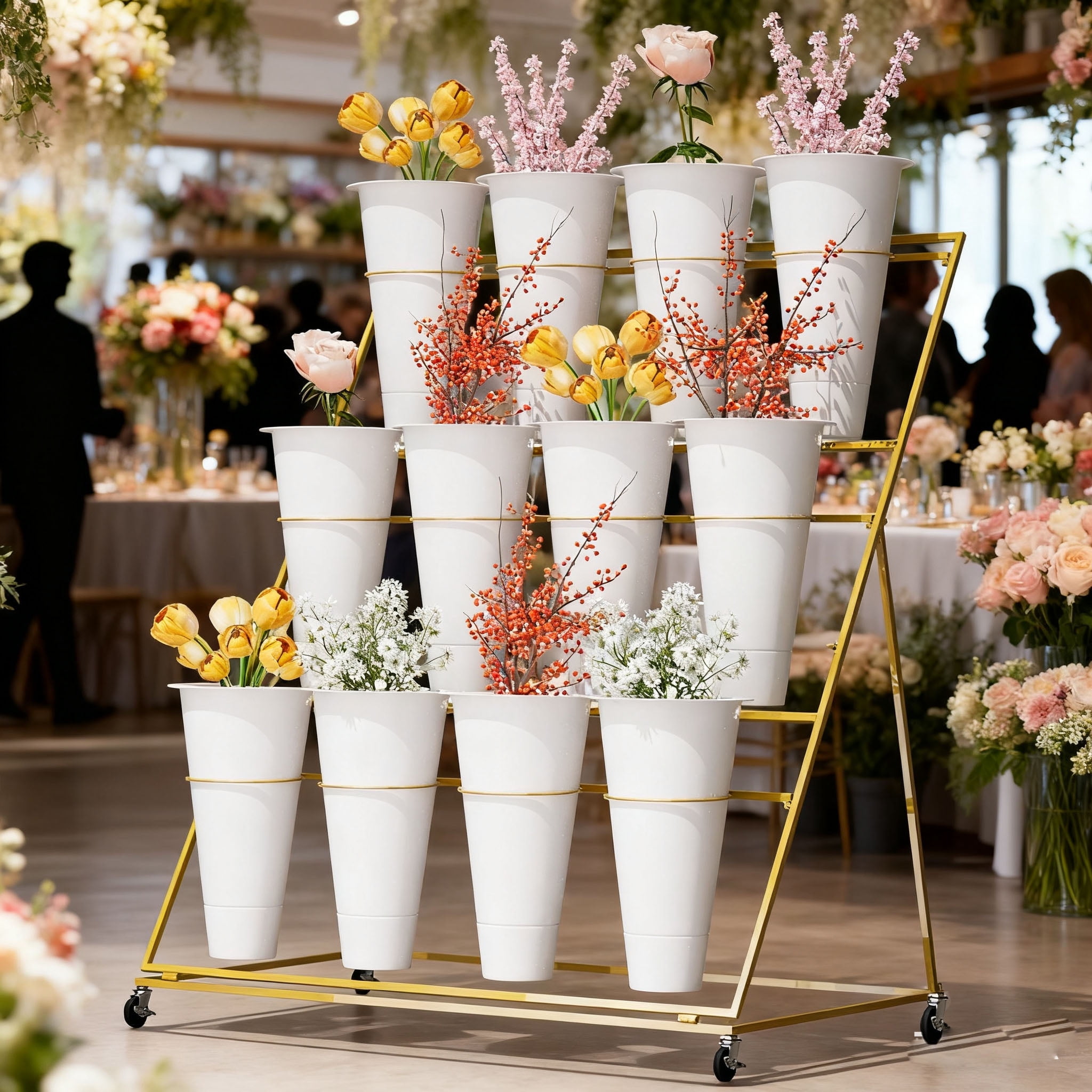Floral Display Stand, Flower Display Stand with 12 Buckets, Heavy Duty ...