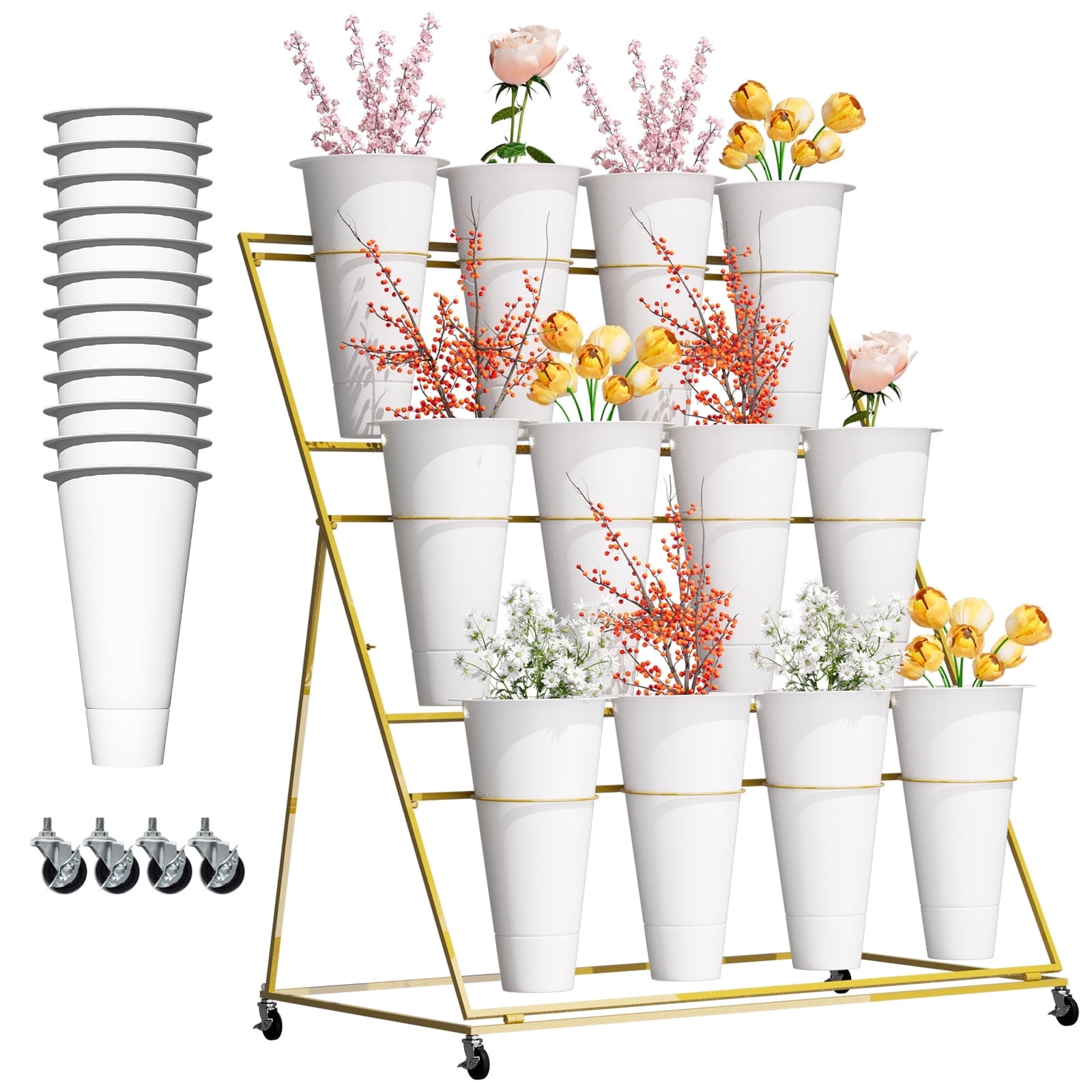 Floral Display Stand, Flower Display Stand with 12 Buckets, Metal Plant ...
