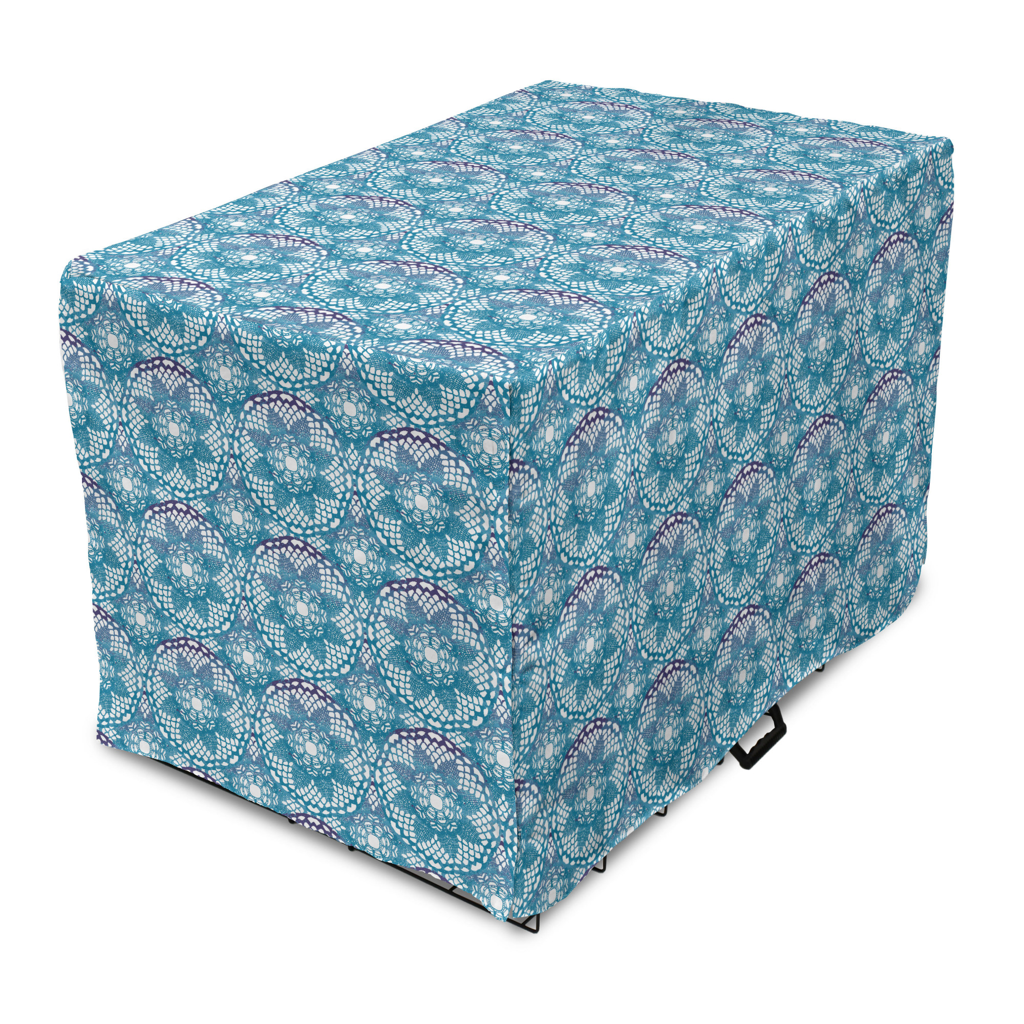 Floral Dog Crate Cover, Continuous Lace Look Doilies Pattern Floral ...