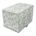 thumbnail image 1 of Floral Dog Crate Cover, Soft Tone Hand Drawn Like White Flowers Pointy Petals Repetitive Pattern, Easy to Use Pet Kennel Cover Small Dogs Puppies Kittens, 7 Sizes, Turquoise Grey Yellow, by Ambesonne, 1 of 6