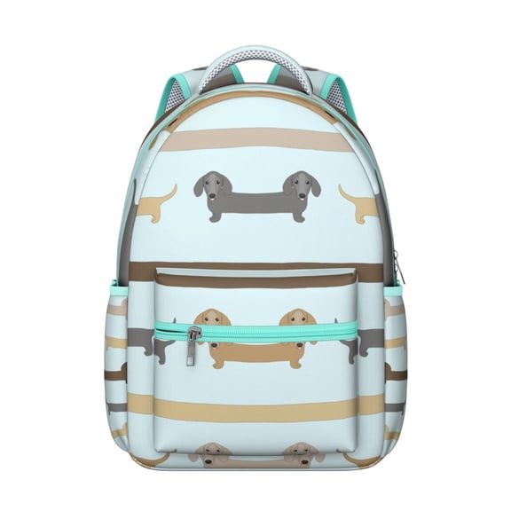 Floral Dog Design Backpack with Boho Aesthetic, Featuring Hand-Drawn Dog Graphics, Ideal for School and Travel