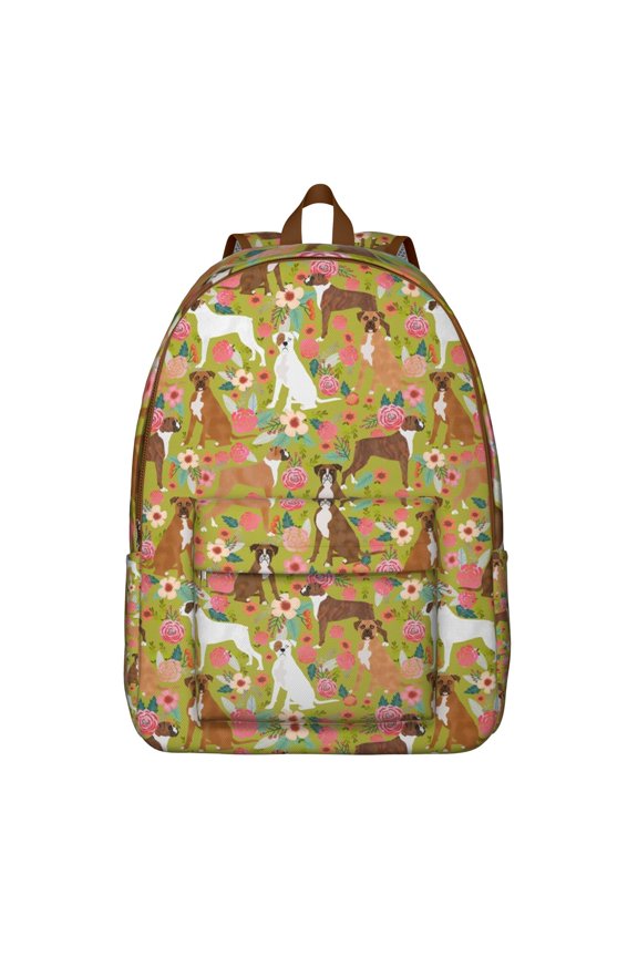 Floral Dog Design Vintage Backpack – Lightweight Oxford Travel Backpack with Comfortable Carrying and Anti-theft Features for Pet Lovers, Travelers, and Students