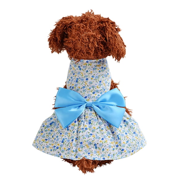 Floral Dog Dress Cute Dog Skirt, Pet Summer Dress for Dogs and Cats, Cute Bow Tie Shirt Outfit for Puppies