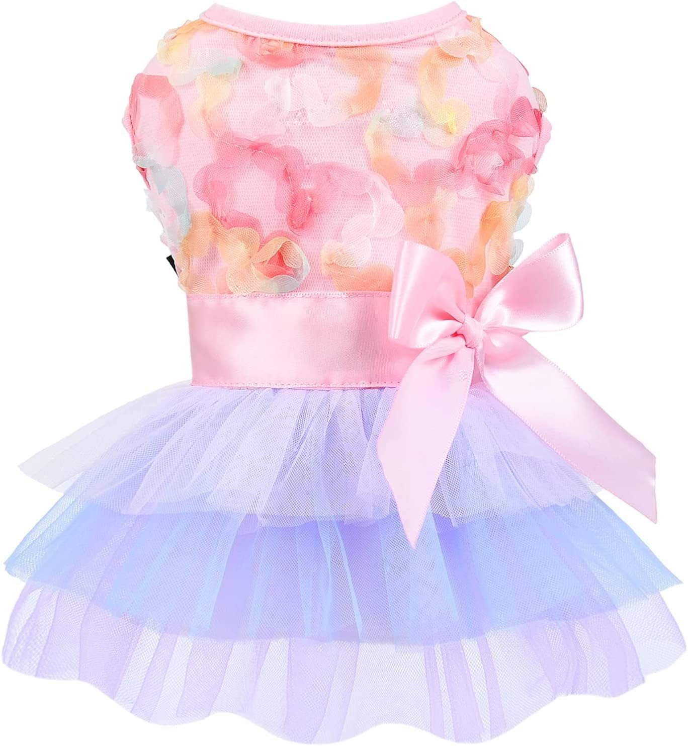 Dog Birthday Dress For Small Dogs - Puppy Party Outfit With Tulle Skirt For Cats & Small Dogs