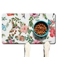 thumbnail image 1 of Floral Dog Food Mat – Absorbent Botanical Feeding Mat, Non-Slip Water Bowl Mat, Easy to Clean, 17x30in Pet Feeding Rug, 1 of 7