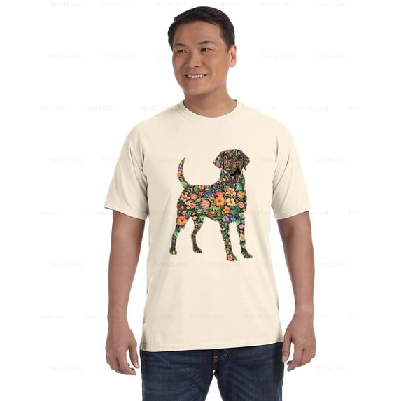 Floral Dog Labrador Tribute For Pet Lovers Flower Style Comfort Color T-Shirt, Unisex, up to size 4XL