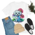 thumbnail image 1 of Floral Dog Puppy With Flowers Cute Pet Gentle Spring Inspired Unisex T-Shirt, up to size 5XL, 1 of 2