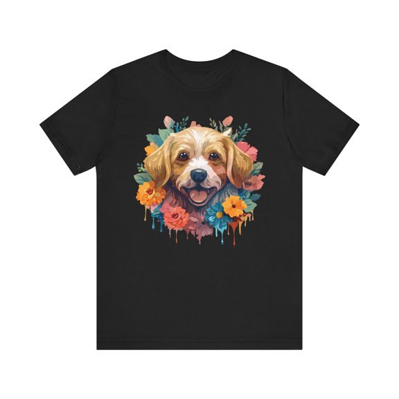 Floral Dog Tee, Animal Shirt, Dog Shirt, Floral Tee, Flower T-shirt, T-Shirt with Animal, Summer Top with Art Design
