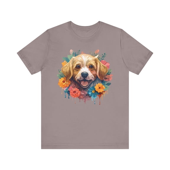 Floral Dog Tee, Animal Shirt, Dog Shirt, Floral Tee, Flower T-shirt, T-Shirt with Animal, Summer Top with Art Design