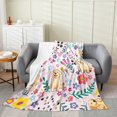 thumbnail image 1 of Floral Dog Throw Blanket 30x40 inch Pink Dog Fleece Blanket Cartoon Animal Flannel Blanket,Cute Botanical Flower Leaves Moon Golden Retriever Puppy Fuzzy Blanket Pet, 1 of 4