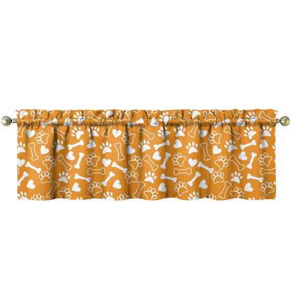 Floral Dog Valance Curtain 54x18 Inch - Funny Puppy Paw Print Polyester Window Topper, Pet Lover Gift for Kitchen & Bathroom, Easy Hang Rod Pocket