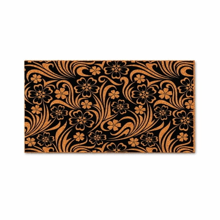 Floral Swirl Pattern Doormat, Decorative Entryway Door Mat, Indoor Outdoor Welcome Mat (24x48 inches) WoodByStu 4316