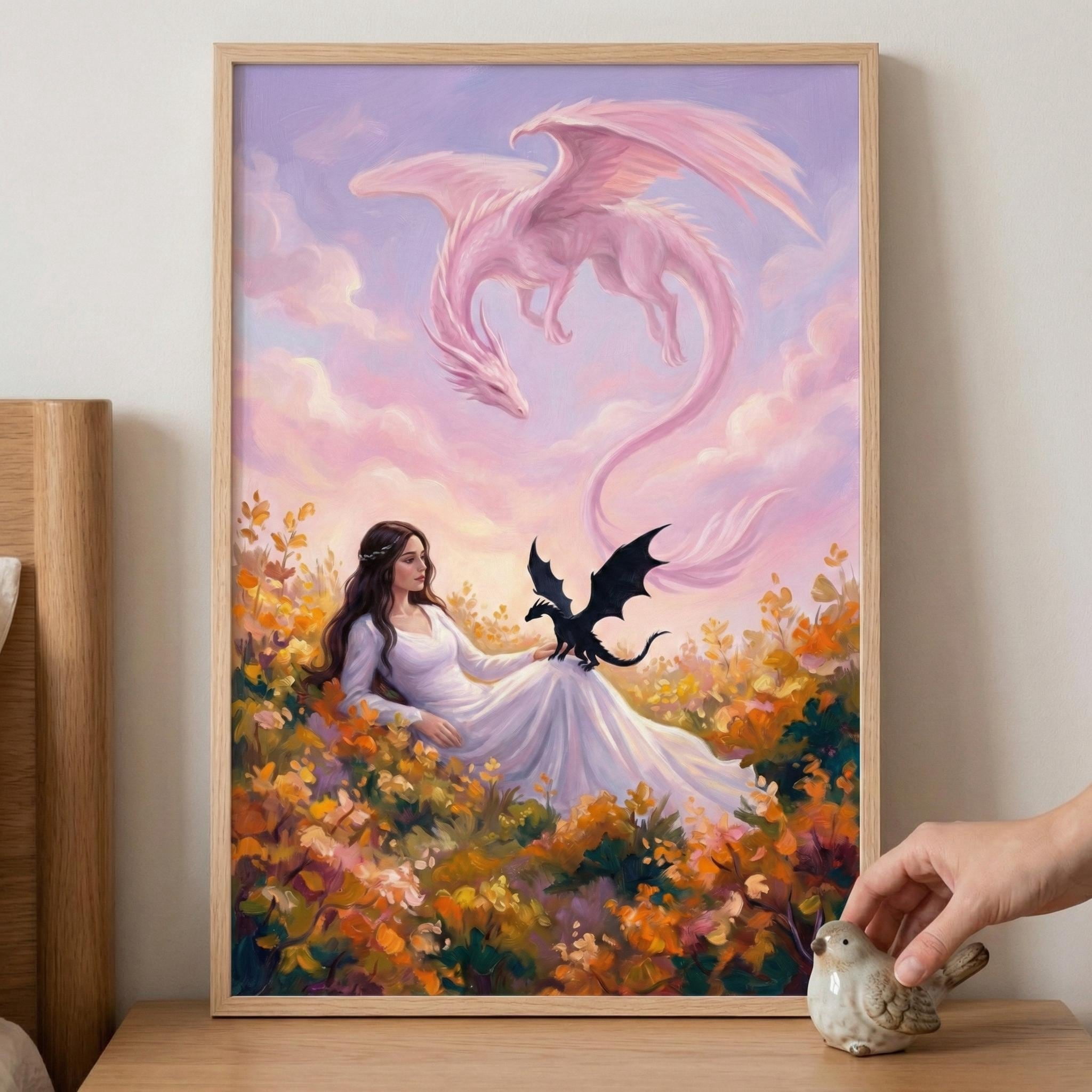 Fairy Tale Another Floral Dragon For Fantasy Princess Whimsical Fairy Tale Nursery Poster ...
