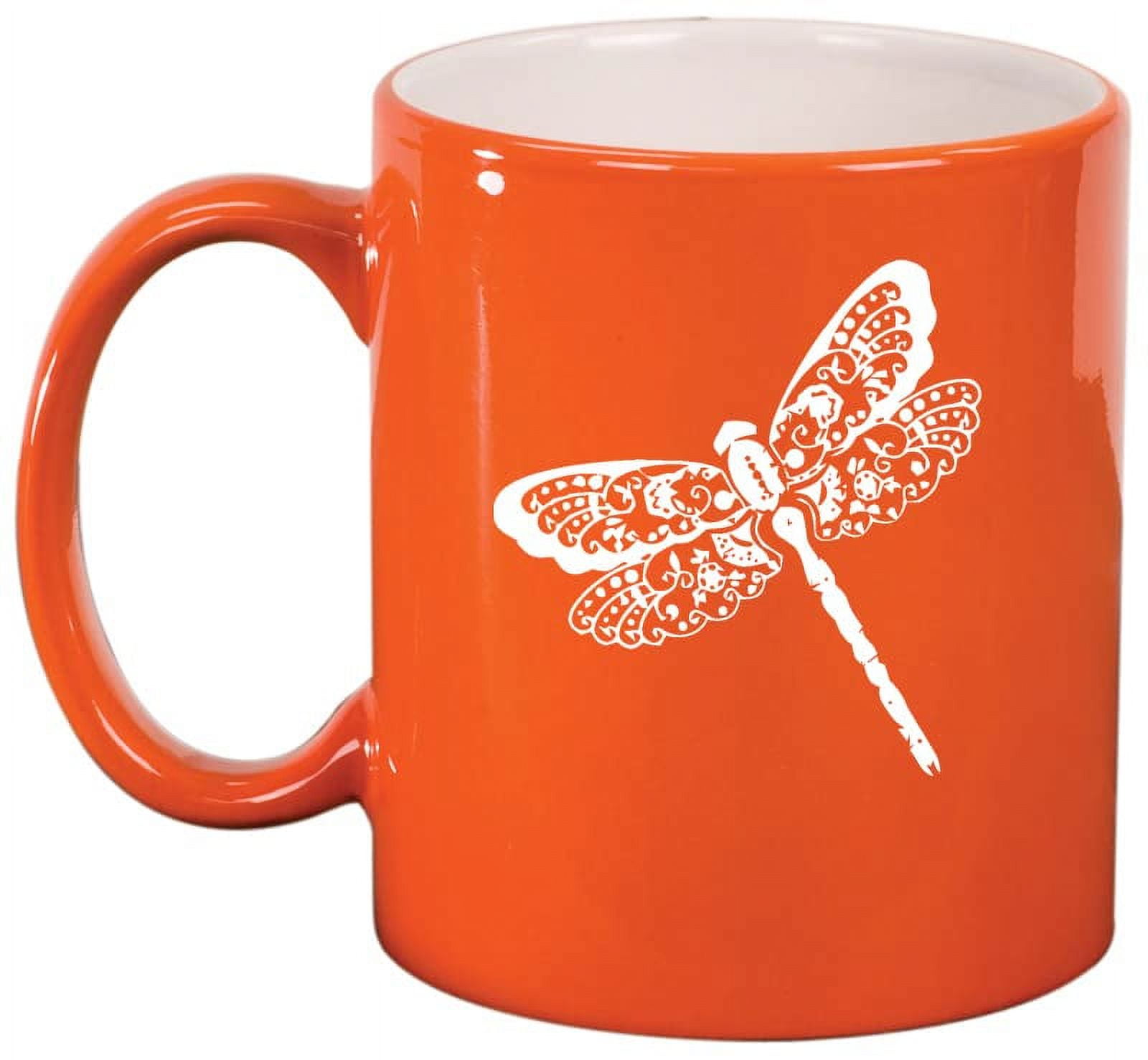 Floral Dragonfly Ceramic Coffee Mug Tea Cup Gift for Her, Women