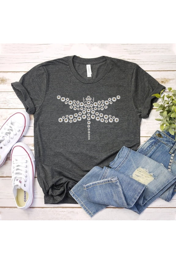 Floral Dragonfly T-Shirt, Animal Lover Shirts, Insect Lover Tee, Boho Top, Dragonfly , Camping Shirt, Camp Tee, Country Floral Top Tshirt All Size S-5XL